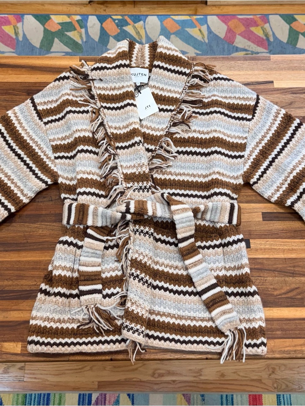 NWT - Kujten Zaina Cape Cashmere Cardigan in Camelot Brown - Medium - Picture 6 of 16